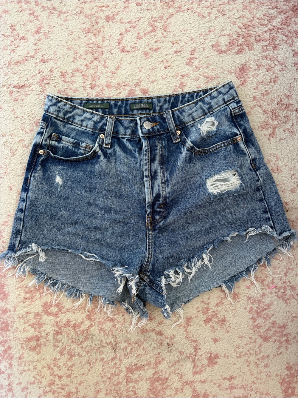 wild fable Distressed Blue Denim High-Rise Shorts